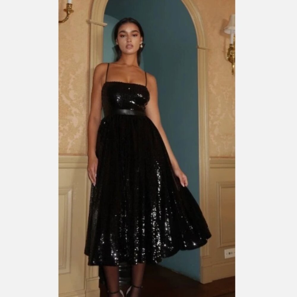 We Wore What Black Sequin Dress Size 8
